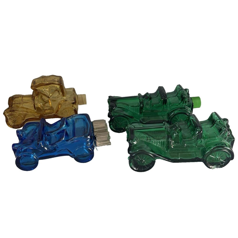 Avon Vintage 1980s Glass Car Decanter Cologne Figural Collector Bottles Lot of 4